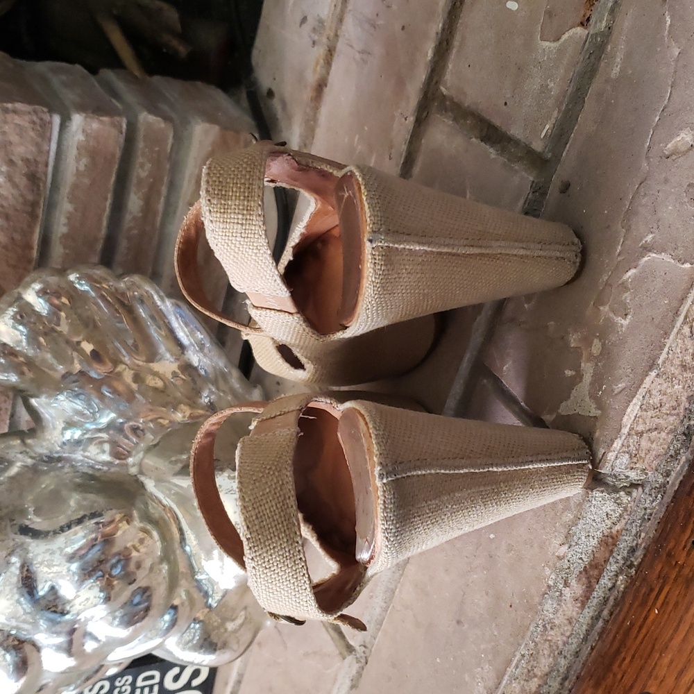 Naya For Anthropologie Espadrille Peep Toe Heels Size 8 - Picture 3 of 12